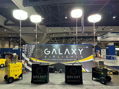 Galaxy Airlights Trade show branding design display layout lighting logo trade show