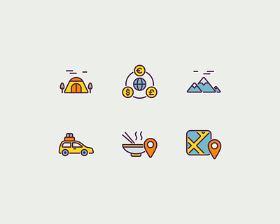 Traveling Filled Outline Icons outline