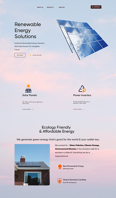 Solarize - solar landing page design logo ui ux web