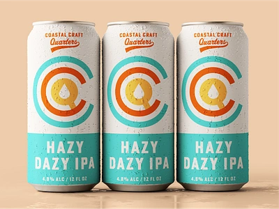 Coastal Craft Quarters Beer Can Design beer can beer label brewery charleston craft beer hazy ipa logo package design retro thick lines