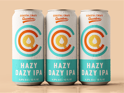 Coastal Craft Quarters Beer Can Design beer can beer label brewery charleston craft beer hazy ipa logo package design retro thick lines