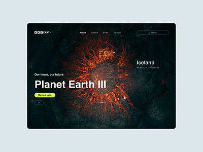 BBC earth design landing page ui web design