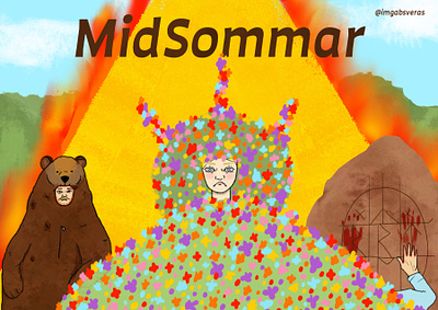 Midsommar artist digital art fanart flowers illustration illustrator midsommar poster procreate
