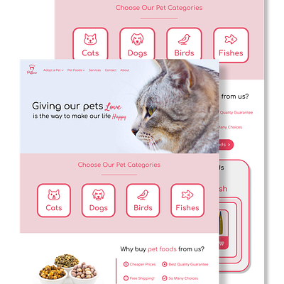 Petlover ecommerce landing page pet pet foods pet info website