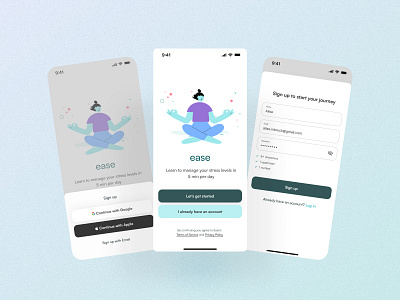 Daily UI 001/ Sign up screen/ Stress management app app app design careerfoundry daily daily ui 001 daily ui challenge design figma sign up stress management ui ui challenge ui design user interface ux