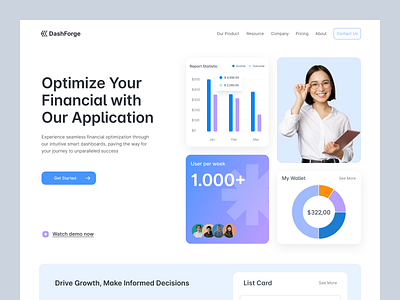 DashForge - Landing Page Website Finance branding clean ui dashboard design finance finance landing page graphic design minimalist ui uidesign uiux ux web website