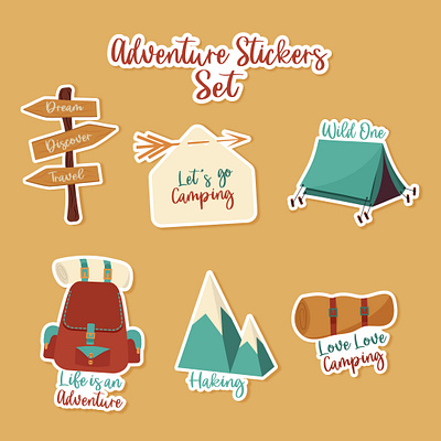 Adventure Stickers Set adventure camping graphic design illustration stickers