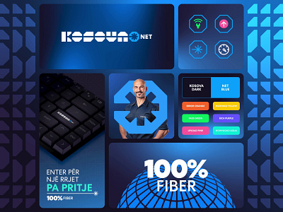 Kosova Net - Rebranding Design for Fiber Internet Provider 100 animation bento blocks blue branding color colors fiber grid icons internet kosova light logo minimalistic net optic rebranding symbol