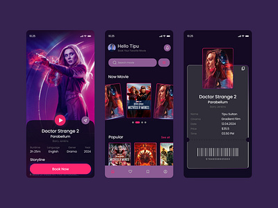 Booking Tickets App - Cinema & Movie. apps branding design figma graphic design illustration logo mobile apps design ui uiux