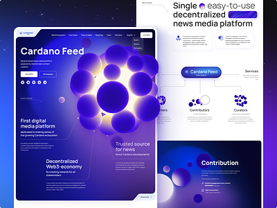 Cardano Feed Website 3d color glo graphic design illustration landing site ui web website