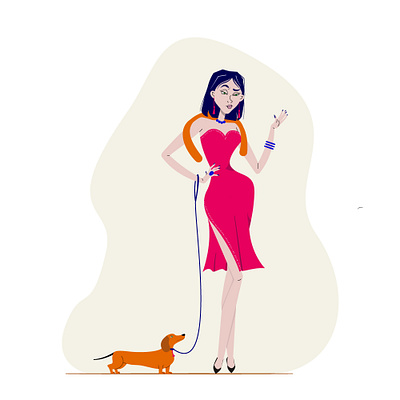 Natalie character animals character dog flat girl human illustration people pet vector walking