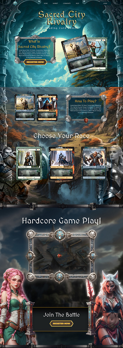 Trading Card Game Landing Page game design graphic design landing page ui uiux