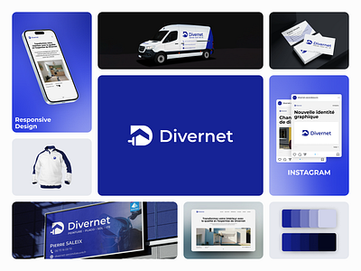 Divernet - Entreprise de second œuvre branding btp communication construction design graphic design instagram logo mockup ui ux website