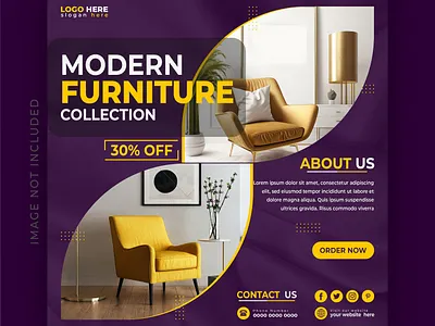 Modern Furniture Social Media Post template. creative poster