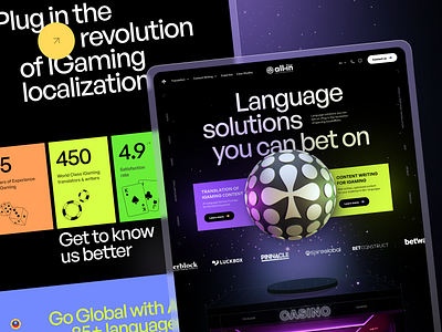 All-in Global Website 3d color design finance game global graphic design igaming illustration landing localization site ui ux website