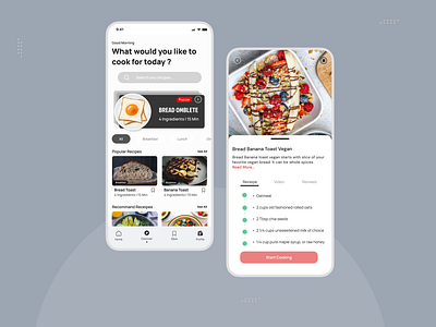 Cooking Recipe Concept App Design app design graphic design interface ui ux