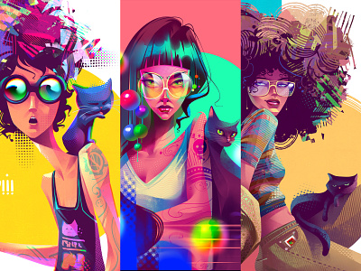 Look at me-ow cat character design editorial illustration freelance illustrator girl illustration illustrator procreate samji illustrator