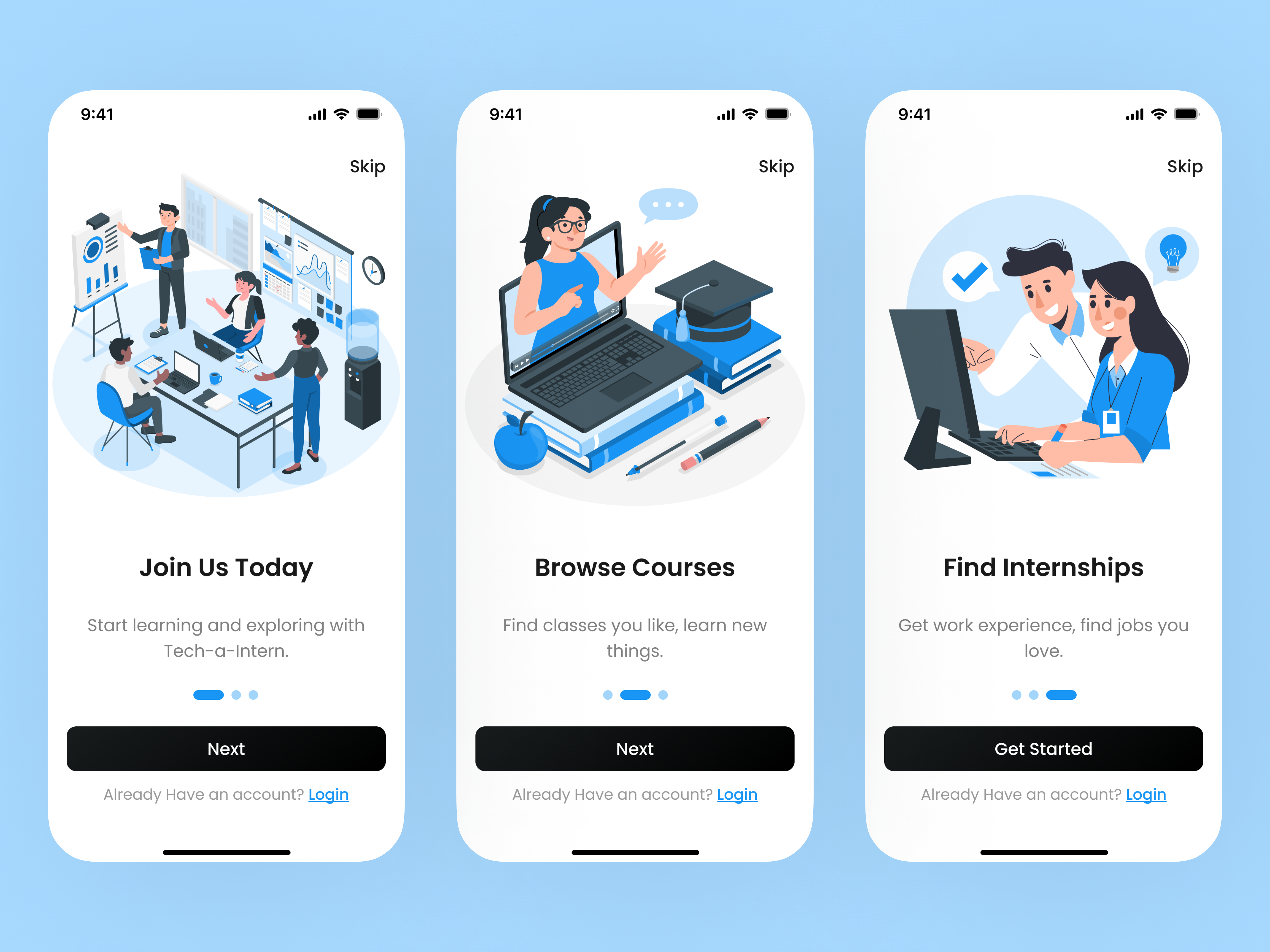 Example of Mobile App Onboarding Screens