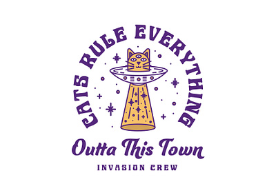 CATS RULE EVERYTHING 🐱🛸 art badge cat creative design lockup space ufo