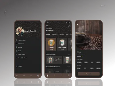 Coffee Shop App Design app branding design graphic design interface landingpagedesign ui ux
