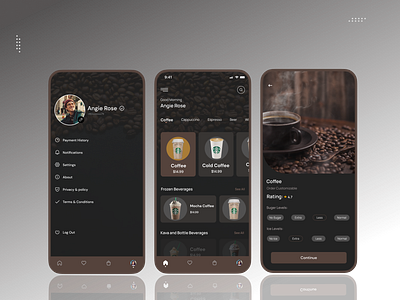 Coffee Shop App Design app branding design graphic design interface landingpagedesign ui ux