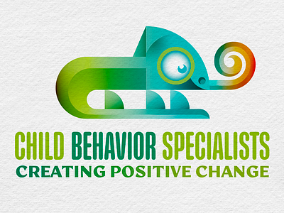 Child Behavior Specialists_LOGO brian miller design chameleon change changing colors child behavior specialists children colorful kids lizard logo mental health modern logo psychology reptile shedding skin therapist wichita kansas