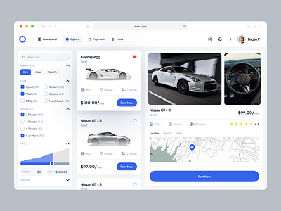 Car Rental Dashboard app car clean dashboard fireart rent ui ux vehicle