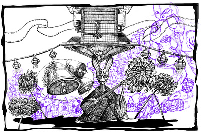 Lunar New Year bells branding design doodles drawing graphic design illustration illustrator inking texture vintage