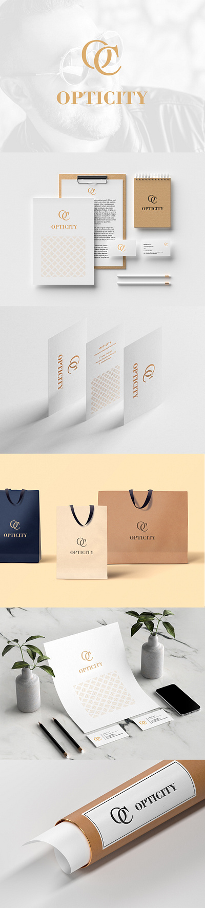 Opticity - Brand Identity adobe illustrator adobe photoshop brand identity brandbook branding corporate identity design elegant glasses graphic design logo logo design logofolio luxury minimal oc letter pattern sunglasses vector tracing visual identity