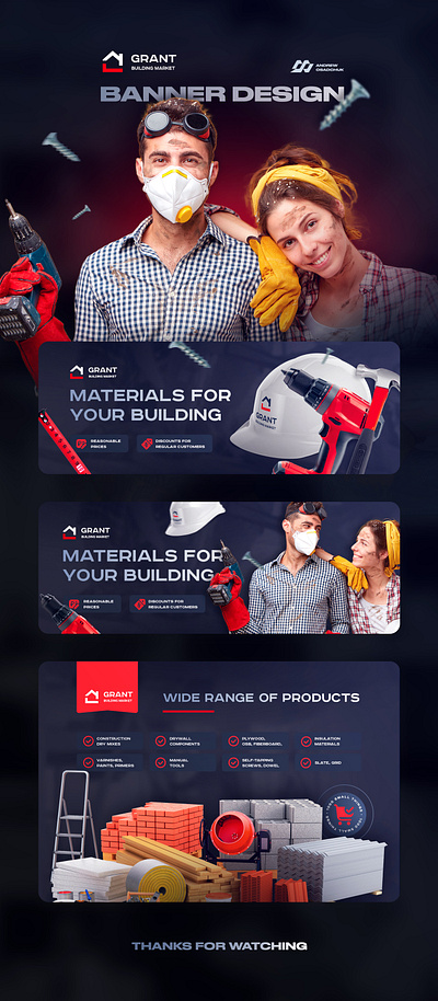 BUILDING MARKET Banner design ads advertisement advertising banner building cover design facebook girl graphic design instagram market men post presentation social media social media post stories web design youtube