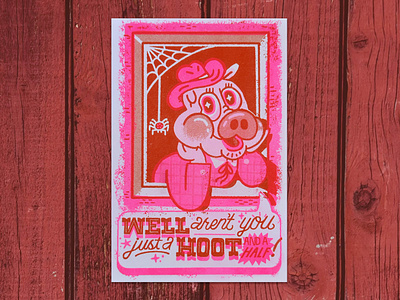 Riso printed Valentines Greeting Card cute pig farm animal greeting card hand lettering illustration lettering pig riso risograph valentines valentines day
