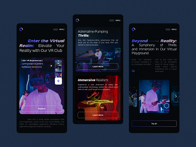 VR Club Website Design Concept mobile mobile ui ui virtual reality vr web design website website concept