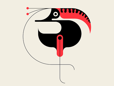 Thingfisher abstract bauhaus bird black design geometric illustration messymod minimalism red trufcretaive vector