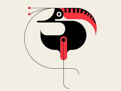 Thingfisher abstract bauhaus bird black design geometric illustration messymod minimalism red trufcretaive vector