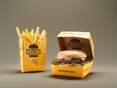 Free Burger Box Mockup PSD box box mockup burger free free mockup freebies hamburger mockup mockup design mockup psd product design psd mockup