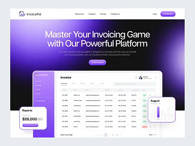 InvoicePal Landing Page 2024 modern landing page branding design web gradients landing page grainy gradients background graphic design hero section invoce website invoice application invoice dashboard invoice landing page invoice pal trendy hero section ui uiux ux uxui webdesign