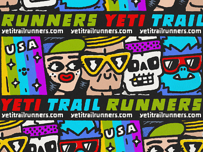 Yeti Trail Runners branding cute design doodle friends fun graphic design illustration japanese kawaii rainbow run skull sticker usa yeti