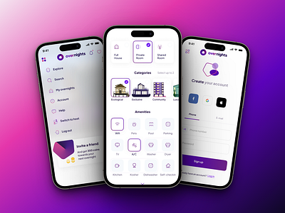 Overnights Home Sharing App airbnb app home sharing house renting mobile ui ux visual design vrbo