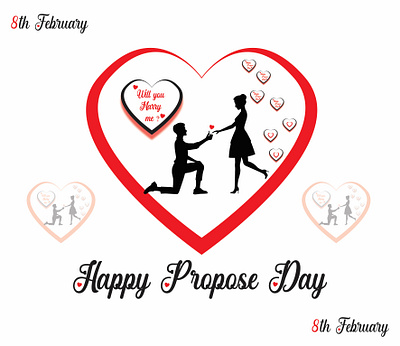 Happy Propose Day 8th february beautiful proposal card colourful day couples goal graphic design happy propose day illustrator propose day propose day card design red rose valentine week valentine weekend