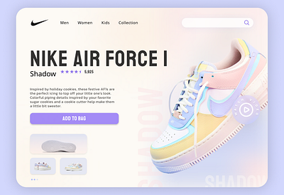 Nike Air Force 1 Landing Page / Online Shoe Shop 3d adds advertasing branding colorful creative design graphic design inspiraations landingpage logo nike onlineshop pastel pink shoe shoeshop ui uidesign uiinspiration