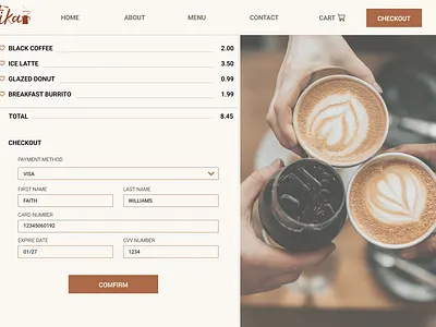 Fika Coffee, Check Out app checkout coffee graphic design shop ui website website shop