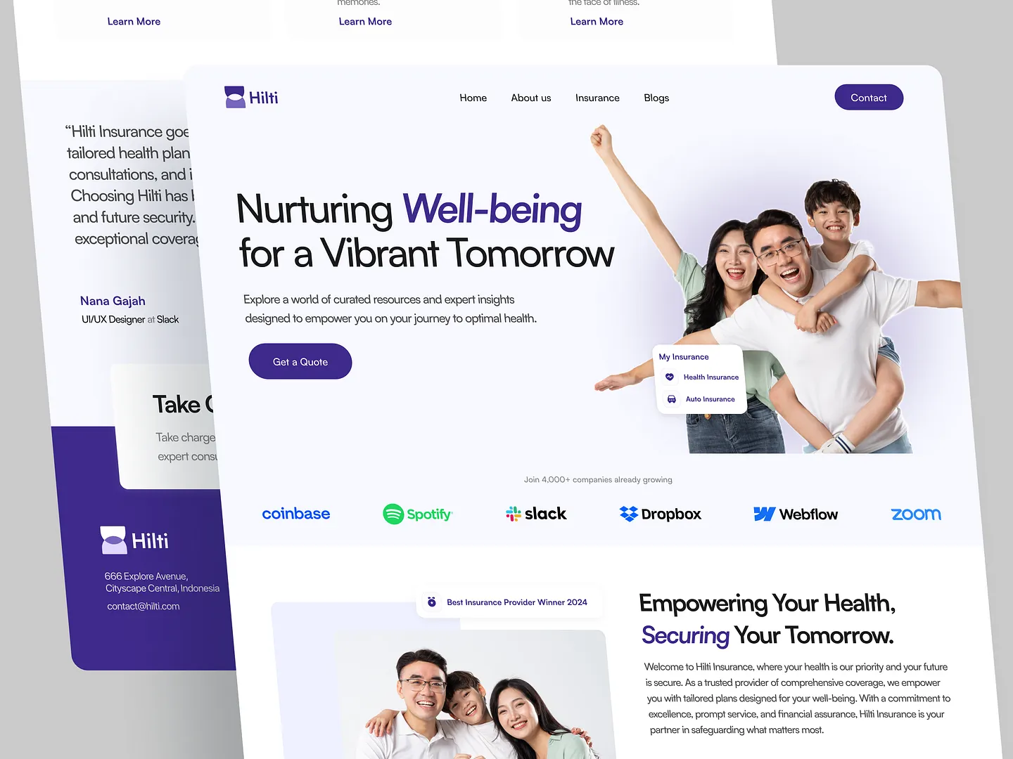 Modern Insurance Website Design: Hilti Health Insurance Landing Page