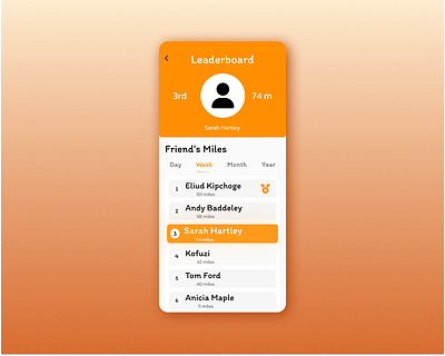 Leaderboard - #DailyUI Challenge app leaderboard mobile running app ui