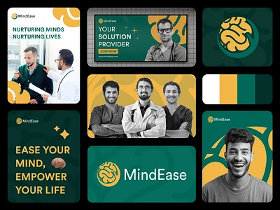 MindEase - Mental Health Branding branding design digital medical center health identity logotype mental mental health mental health app mental health awareness mental health branding mental health logo mental well being mindfullness modern logo online doctor online mental care platform psychologist visual identity