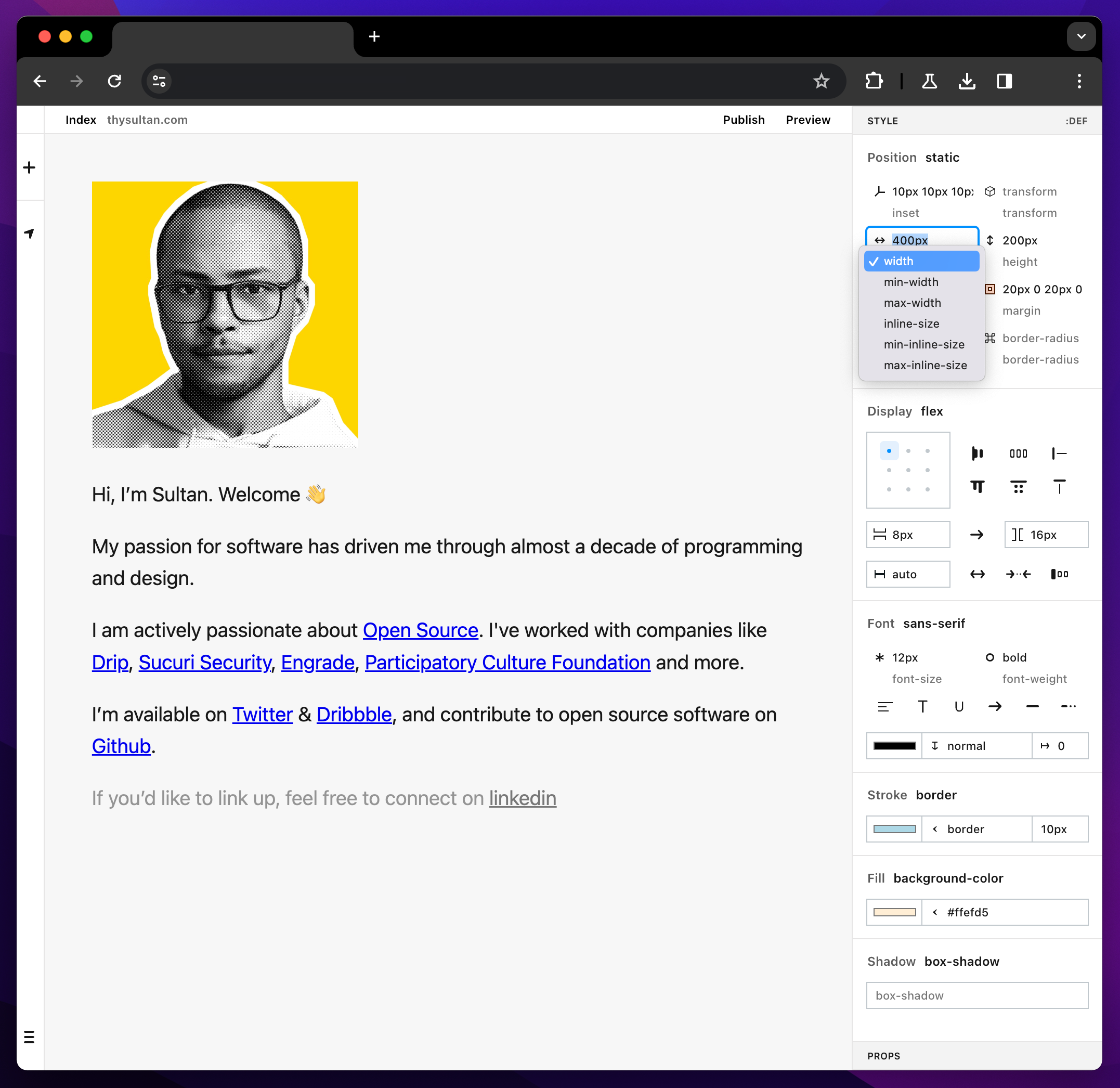 inspect builder editor visual