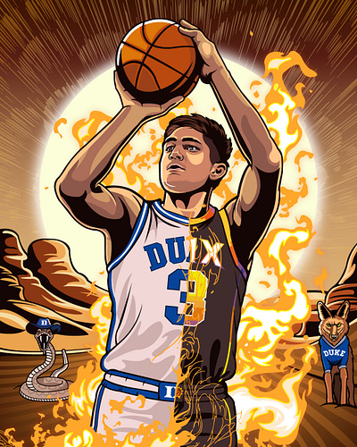Grayson Allen Phoenix for Duke Men's Basketball basketball duke editorial illustration official sports