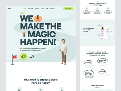 Hey! Photoshop Design to Webflow Template | Live Preview! agency branding business cms design illustration portfolio template ui webflow