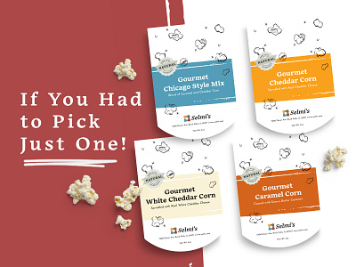 Gourmet Popcorn Packaging Labels branding food labels illustration packaging