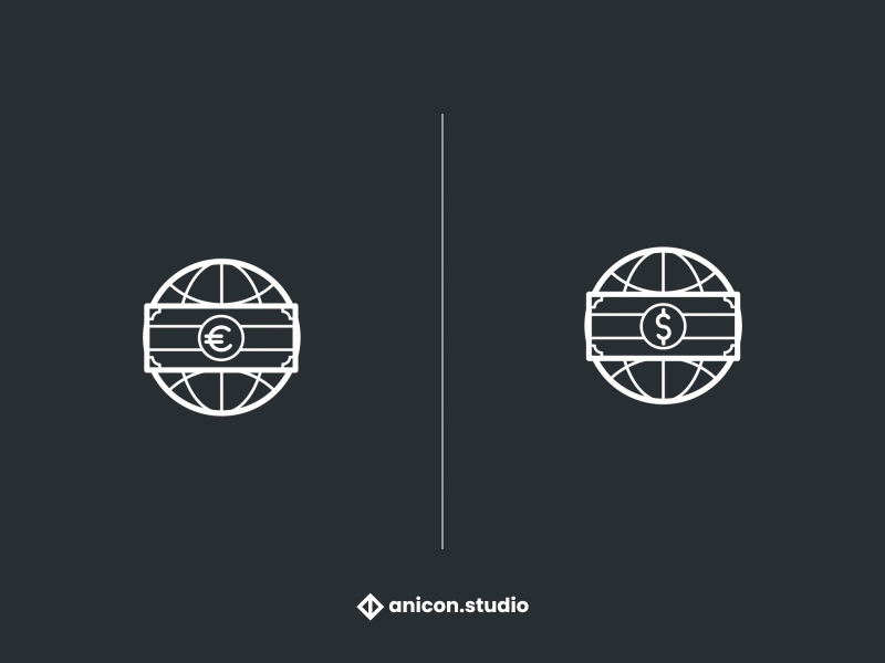 Global currency animated icons anicon animated logo banking business design globe graphic design icon illustration json lottie money motion graphics ui world