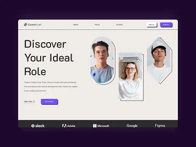 Career Craft - Hero Section branding brutal brutal ui clean design featured graphics hero hero section illustration inspiration job logo mobile pink product design ui ui ux ux website